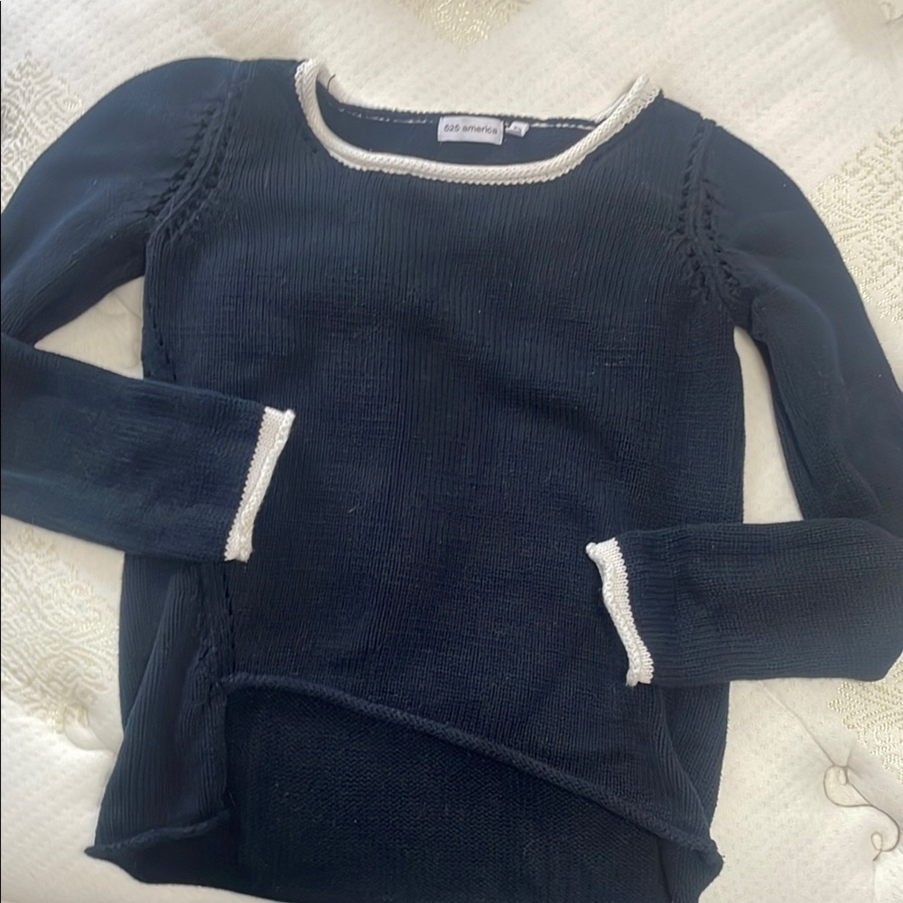 525 America Blue and White Crew Neck Sweater